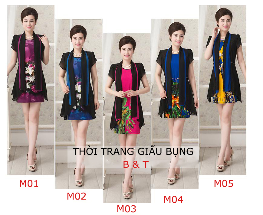 váy sang trọng cho người trung niên, bigsize, giấu bụng 